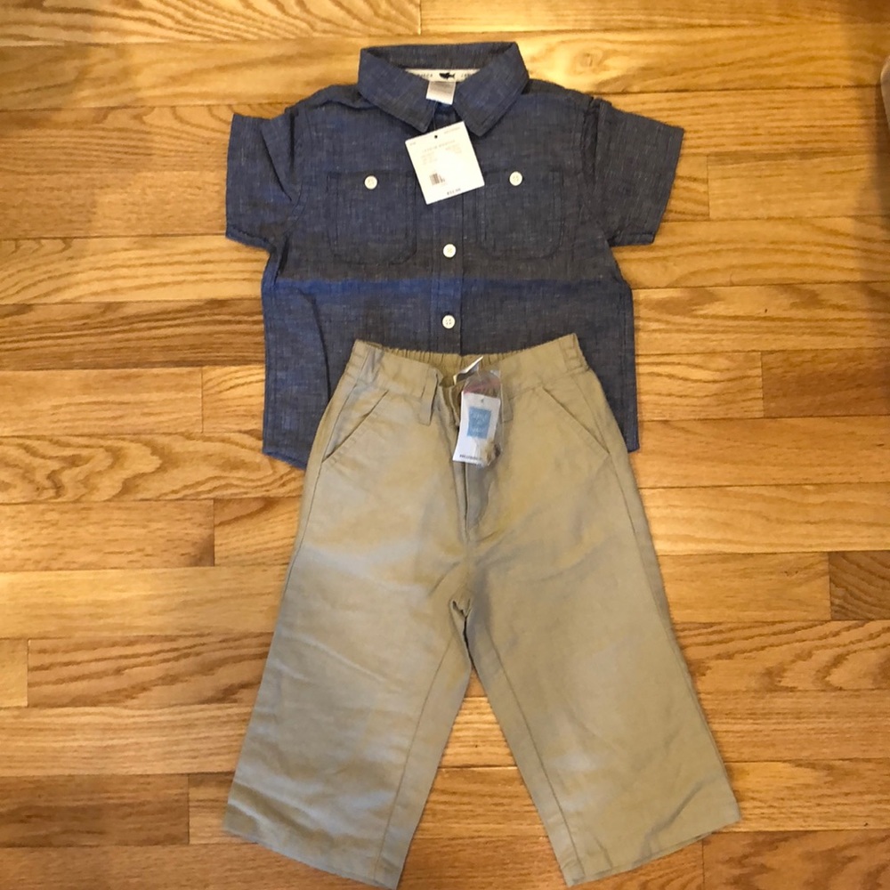 NWT Janie and Jack boys linen set. Sz12-18 months